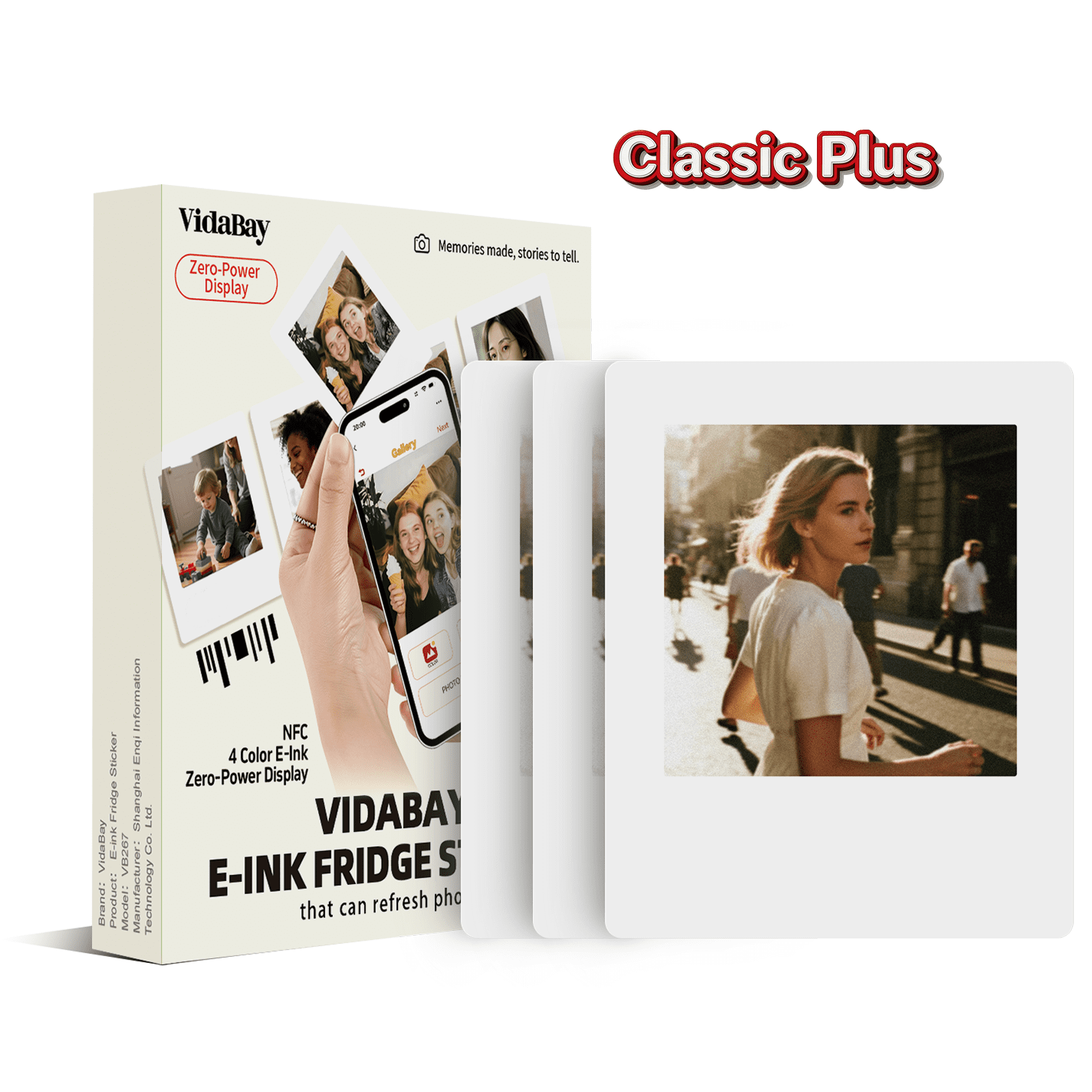 Cloud White NFC E-Ink Fridge Magnet 3-Pack No Battery Smart Fridge Decor